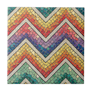 Rainbow Chevron Mosaic – Colourful Geometric Tile