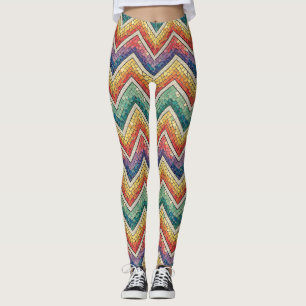 Rainbow Chevron Mosaic – Colourful Geometric Tile Leggings