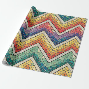Rainbow Chevron Mosaic – Colourful Geometric Tile Wrapping Paper