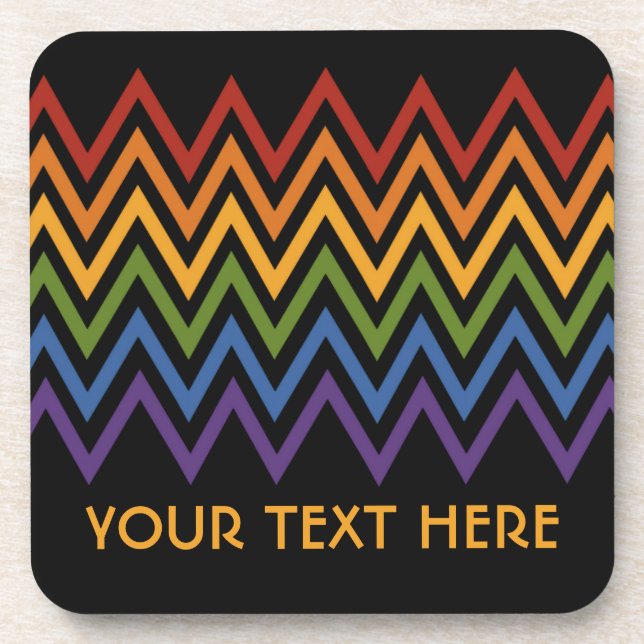 Rainbow Chevron Pattern custom coasters (Front)