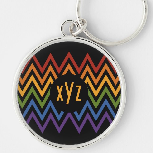 Rainbow Chevron Pattern custom key chains (Front)