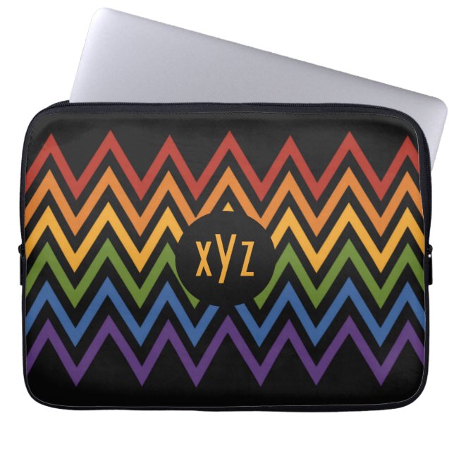Rainbow Chevron Pattern custom laptop sleeves (Front)