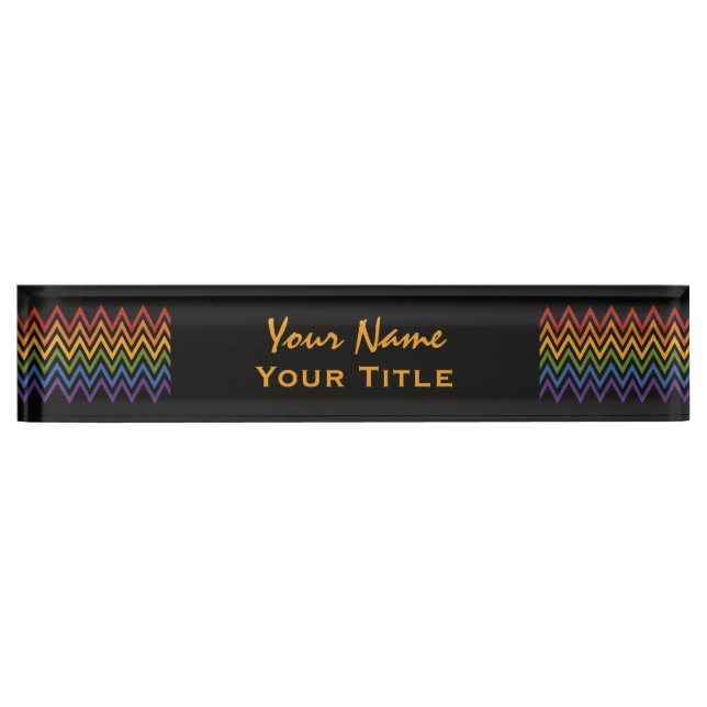 Rainbow Chevron Pattern custom name plates (Front)