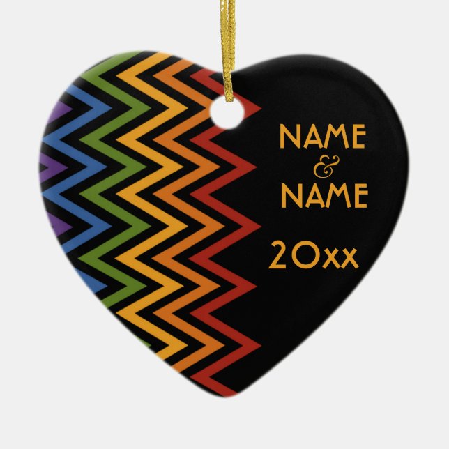 Rainbow Chevron Pattern custom ornament (Front)