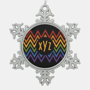 Rainbow Chevron Pattern custom ornament