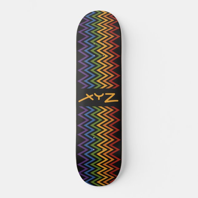 Rainbow Chevron Pattern custom skateboard (Front)