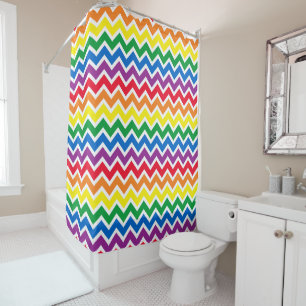 Rainbow Chevron Shower Curtain