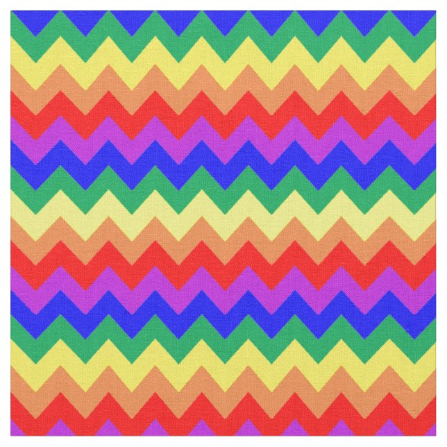 Rainbow Chevron Stripes Colourful Fabric (Close Up)