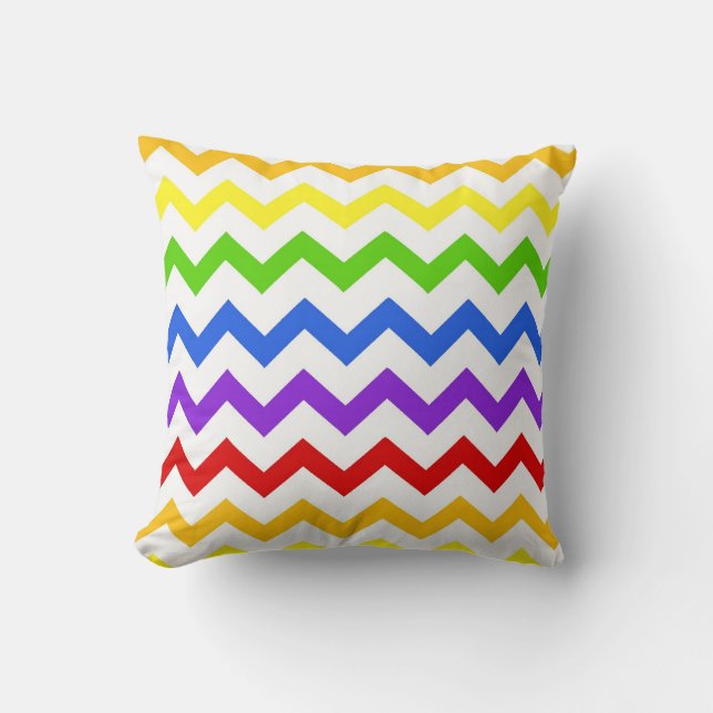 Rainbow chevron zigzag kawaii cute zig zag pattern cushion (Front)