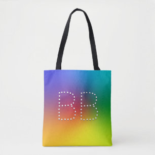 Rainbow Chic Typography Love Monogram Personalised Tote Bag