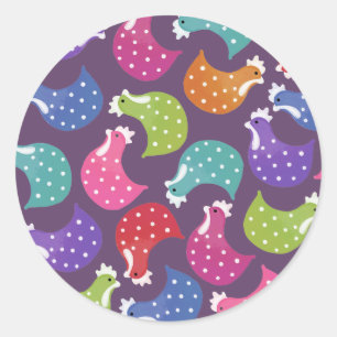 Rainbow Chicken Hen Pattern Sticker Label