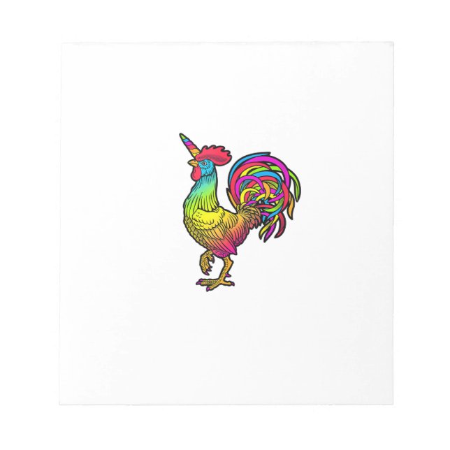 Rainbow Chicken Unicorn Rooster Funny Animal Image Notepad (Front)