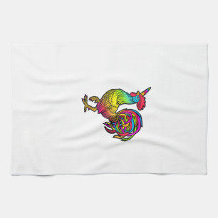 Rainbow Chicken Unicorn Rooster Funny Animal Image Tea Towel