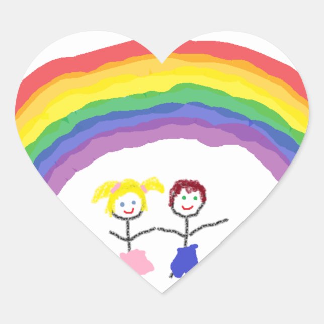 Rainbow Children Heart Sticker (Front)
