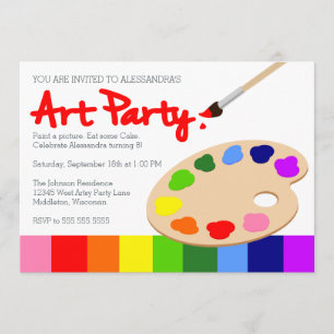 Rainbow Children's Art Party Birthday Invitation