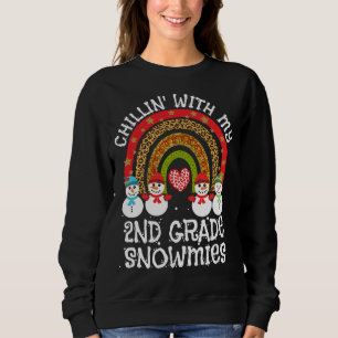 Rainbow Chillin With My 2nd Grade Snowmies Teacher Sweatshirt
