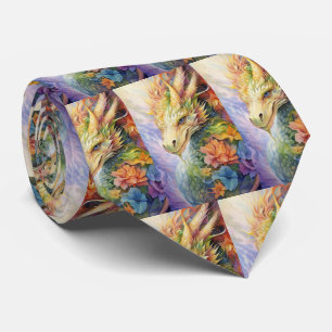 Rainbow Chinese Dragon Pattern Tie