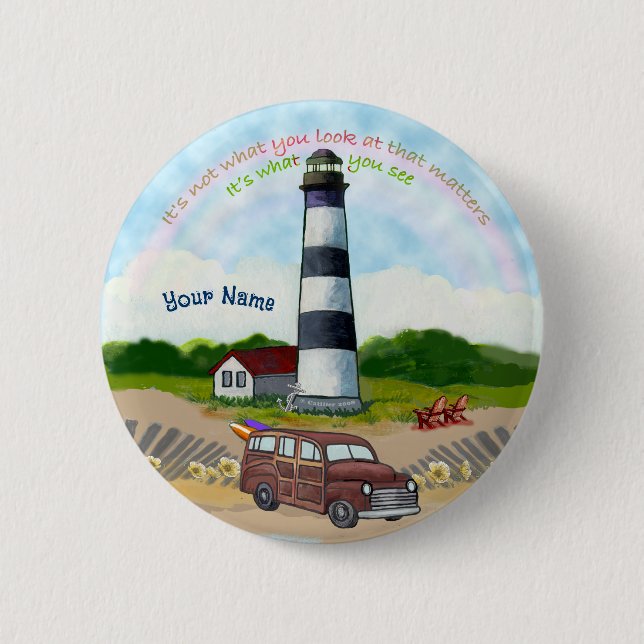 Rainbow Choice Lighthouse  6 Cm Round Badge (Front)