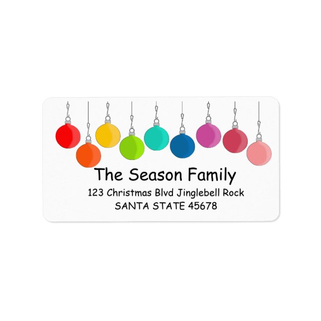 Rainbow Christmas baubles Label (Front)