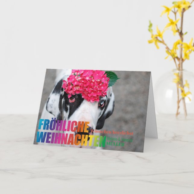 Rainbow Christmas Card (Yellow Flower)
