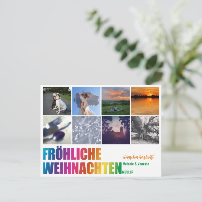 Rainbow Christmas Card Postcard (Standing Front)