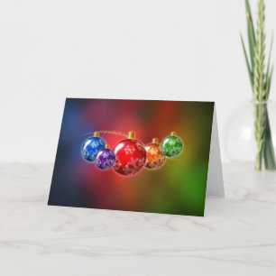 Rainbow Christmas Ornaments Holiday Card