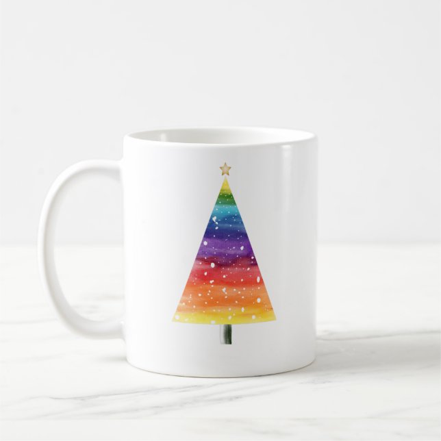 Rainbow christmas tree  coffee mug (Left)