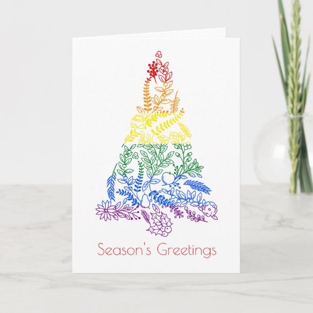 Rainbow Christmas Tree Holiday Card (Front)