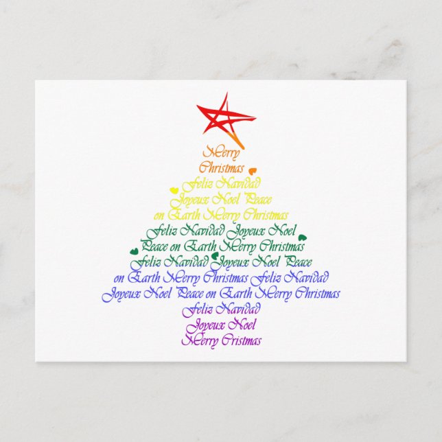 Rainbow Christmas Tree Holiday Postcard (Front)