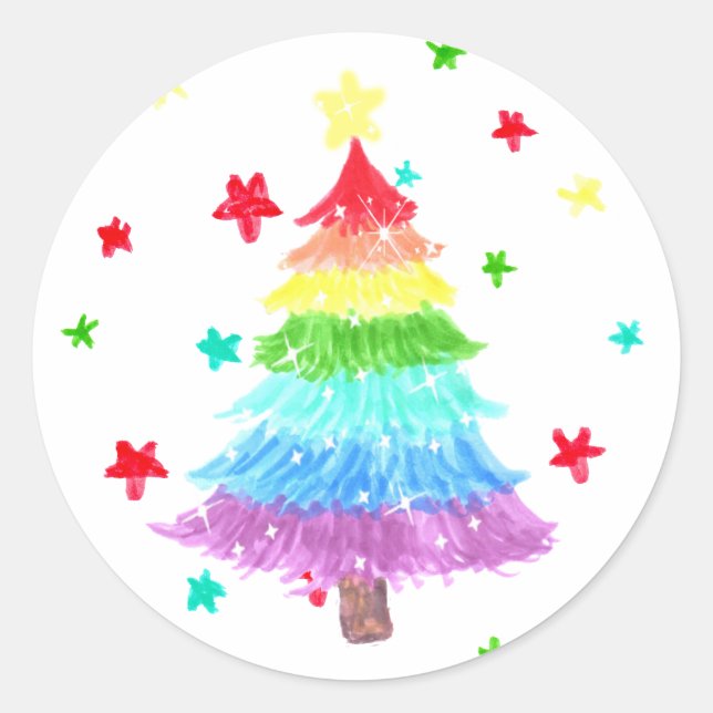 Rainbow Christmas Tree LGBT Pride Stickers (Front)
