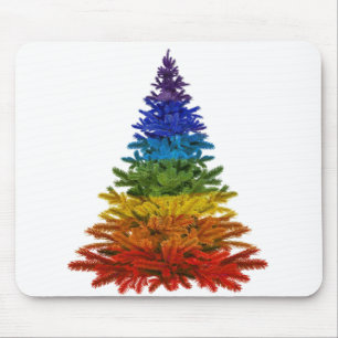 rainbow christmas tree mouse pad