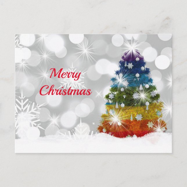 Rainbow Christmas Tree Postcard (Front)
