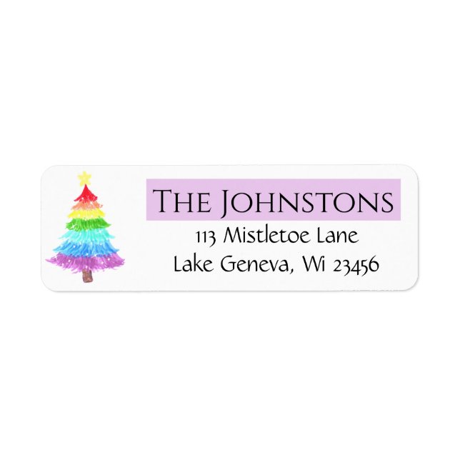 Rainbow Christmas Tree Return Address Label (Front)