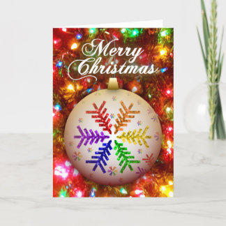 Rainbow Christmas Tree Snowflake Merry Christmas  Card