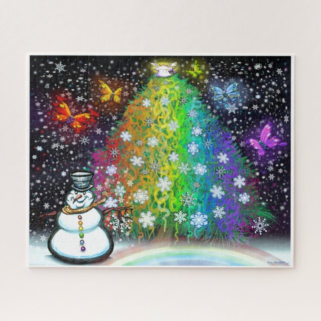 Rainbow Christmas Tree with Trimmings Jigsaw Puzzle (Horizontal)