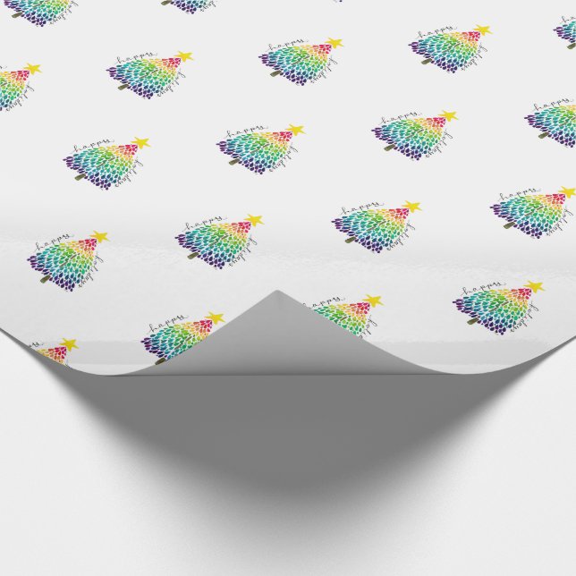 Rainbow Christmas Tree Wrapping Paper  (Corner)