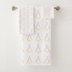 Rainbow Christmas Trees Bath Towel Set
