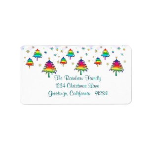 Rainbow Christmas Trees Label