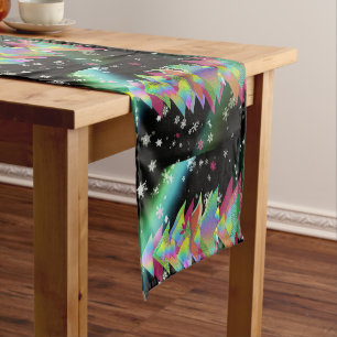 Rainbow Christmas Trees Short Table Runner