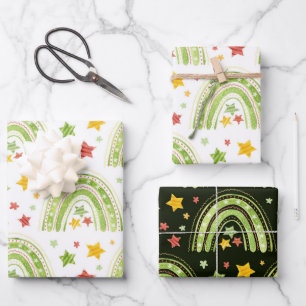 Rainbow Christmas wrapping paper sheets