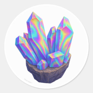 Rainbow Chrome Crystal Classic Round Sticker