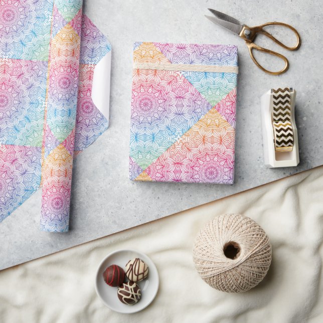 Rainbow Circle Mandala  Wrapping Paper (Crafts)