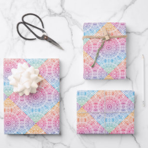 Rainbow  Circle Mandala   Wrapping Paper Sheet