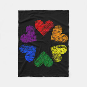 Rainbow Circle Of Hearts Love Gay Pride Lgbt _1 Fleece Blanket