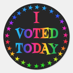 Rainbow Circle of Stars "I Voted Today" LGBT Classic Round Sticker