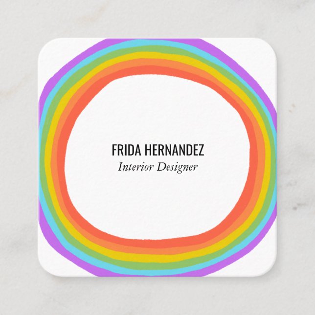 Rainbow Circle Square Business Card (Front)