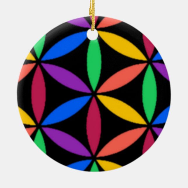 Rainbow circles ceramic ornament (Back)