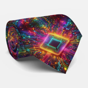 Rainbow Circuit Board Necktie – Colorful Tech Geek