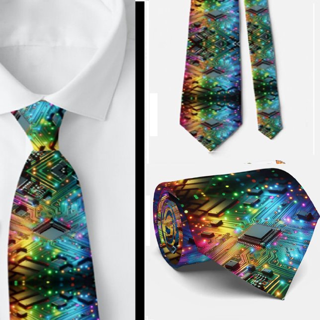 Rainbow Circuit Board Necktie – Colourful Tech Gee (Creator Uploaded)
