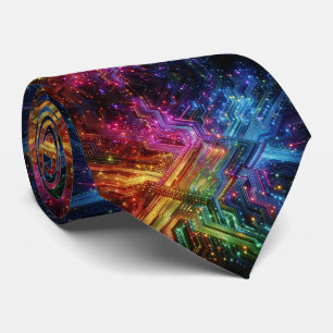 Rainbow Circuit Board Necktie – Colourful Tech Gee